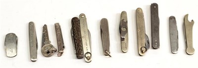 Lot 320 - A Collection of Twelve Various Folding Pocket Knives, including two with silver scales, one as...