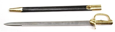 Lot 324 - A Copy of a Baker Style Bayonet, with brass mounted leather scabbard