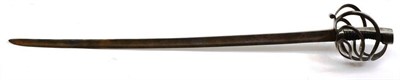 Lot 327 - An Unusual Continental Basket Hilt Sabre, possibly 18th century, with plain 94.5cm single edge...