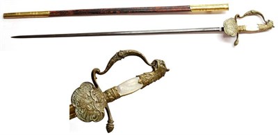 Lot 331 - An Imperial German Diplomat's Sword, with 74cm plain double edge steel blade, the brass stirrup...