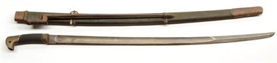 Lot 337 - A Russian Shasqua, the 80cm single edge steel blade double edged for the last 23cm, the ricasso...