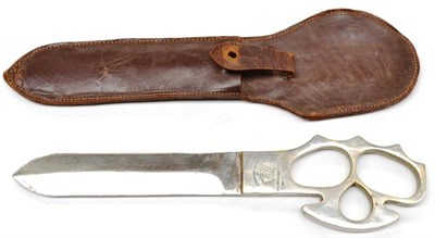 Lot 345 - A Jodhpur City Volunteer Corps Knuckleduster Knife, with 15.5cm double edge steel blade and...