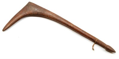 Lot 353 - A 19th century Australian Aborigine Hardwood Leonile, the sickle shape head slightly rounded on one