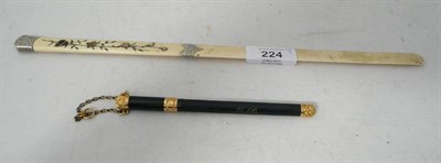 Lot 224 - An Ivory, Shibayama Inlaid and Silver Mounted Letter Opener, Wolfsky & Co Ltd, London 1901, of...