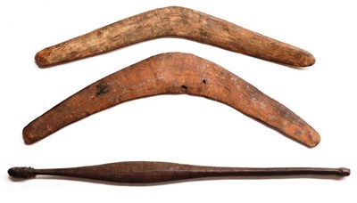 Lot 355 - A 19th Century Australian Aborigine Woomera, of slender proportions, one end set with an animal...