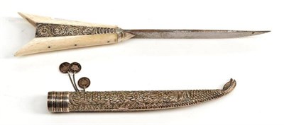 Lot 362 - A 19th Century Balkan/Turkish Kard, the 18cm single edge slightly curved steel blade lightly...