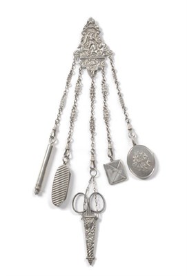 Lot 225 - A Late Victorian Chatelaine, Cornelius Saunders & Frank Shepherd, London 1892, the hinged...