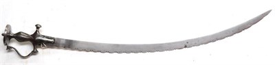 Lot 364 - A 19th Century Indian Talwar, the 76cm curved steel blade with a fancy scalloped edge, the...