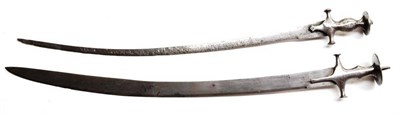 Lot 367 - A 19th Century Indian Talwar, with 72cm single edge curved and tapering steel blade, the steel hilt