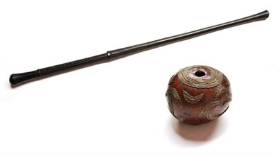 Lot 380 - A Trobriand Islands Dark Hardwood Staff, of triple stepped tapering cylindrical form, with...