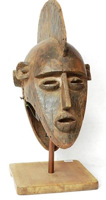 Lot 390 - A Bobo-Fing Janus Helmet Mask, Burkino Faso, with tall crescent shape coiffure, each face with...