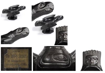 Lot 403 - An Impressive Haida Argillite Oil Dish, Northwest Coast, Second Half of the 19th Century, carved as