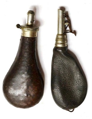 Lot 406 - A James Dixon & Sons, Sheffield Patent Powder Flask, the steel pear shape body covered in...