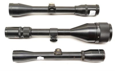 Lot 421 - Three Rifle Scopes, each with crosshair reticle, elevation and windage adjustment:- Viking 4 x...