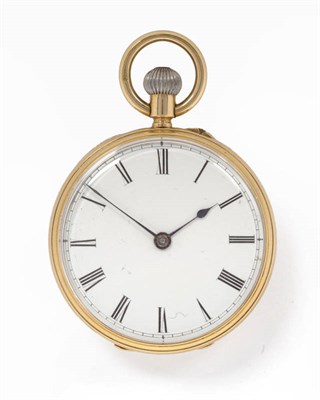 Lot 233 - An 18ct Gold Fob Watch, frosted gilt finished lever movement signed Page.Keen & Page, white...