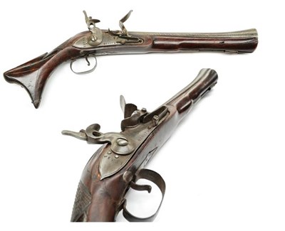 Lot 461 - A 19th Century Caucasian Flintlock Blunderbuss Pistol, with 30cm damascus barrel, the lockplate...