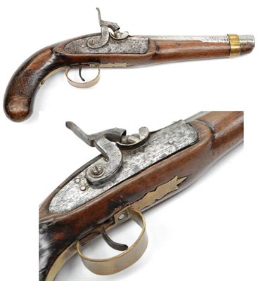 Lot 462 - A 19th Century Continental Percussion Pistol, with 19cm steel barrel, walnut stock with brass...