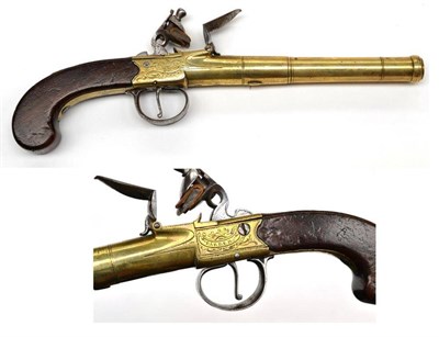 Lot 469 - An 18th Century `Queen Anne' Flintlock Travelling Pistol by Barber of London, the 16cm brass...