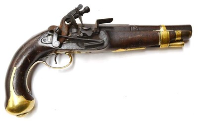 Lot 474 - An Early 19th Century Continental Flintlock Overcoat Pistol, the 17cm two stage steel barrel...