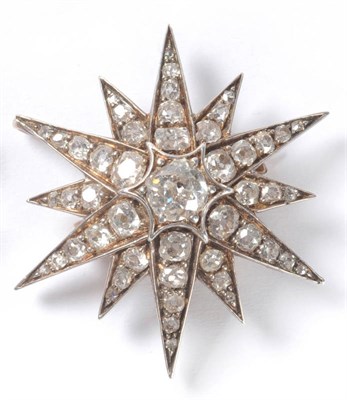 Lot 236 - A Victorian Star Brooch, the twelve pointed star set throughout with graduated old cut diamonds and