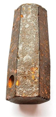 Lot 475 - A 19th Century Iron Mortar, of tapering hexagonal form, with dished touch hole, approximately...