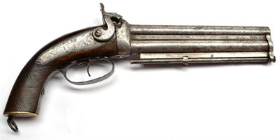 Lot 483 - A 19th Century Over and Under Double Barrel Percussion Cap Howdah Pistol by Hollis & Sons,...