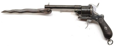 Lot 485 - A 19th Century Continental Pinfire Six Shot Revolver, the 14.5cm blued steel barrel with bottle...