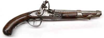 Lot 491 - A French 1763-6 Style Revolutionary Period Flintlock Cavalry Pistol, the 23cm steel barrel...