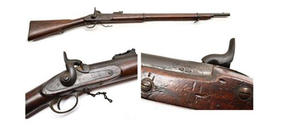 Lot 499 - A Victorian 1861 Tower Percussion Two Band Short Rifle, the 80cm steel barrel with numerous...