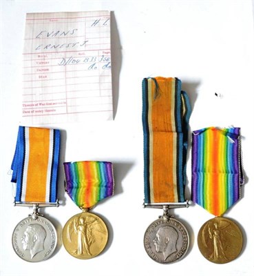 Lot 12 - Two First World War Pairs, each comprising British War Medal and Victory Medal, awarded to...