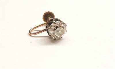 Lot 243 - A Single Diamond Earring, the old cut diamond in an claw setting with a screw-on fitting,...