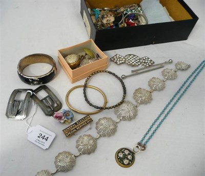 Lot 244 - Assorted jewellery, mainly a/f, including buckles, paste buckles, paste jewellery, a Victorian...