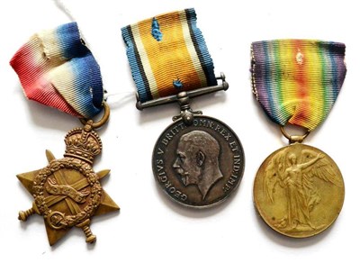 Lot 48 - A First World War Trio, awarded to 14598 PTE.E.DICKENSON. BORD:R., comprising 1914-15 Star, British