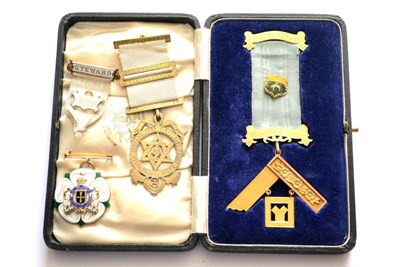 Lot 57 - A 9ct Gold Masonic Worshipful Master's Breast Jewel, the suspender brooch engraved Craven...