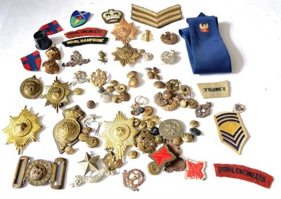 Lot 66 - A Collection of Military Badges, including cap and glengarry badges, harness mounts, buttons, a...