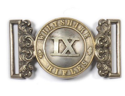 Lot 71 - An Officer's Waistbelt Clasp to the 9th Wiltshire Rifles, of circular form in white metal with...