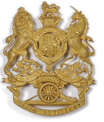 Lot 75 - A Victorian Officer's Gilt Brass Helmet Plate to the Sligo Artillery, in two parts, with...