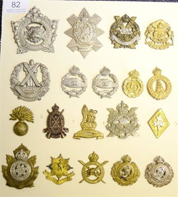 Lot 82 - A Collection of Nineteen Second World War Canadian Cap Badges, in brass, bi-metal and white...