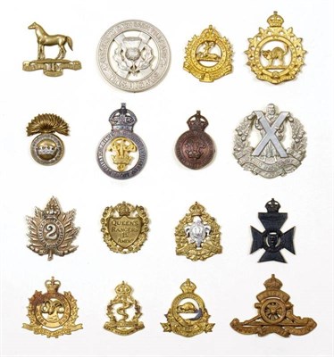 Lot 83 - A Collection of Sixteen Second World War Canadian Cap Badges, in brass, bi-metal and white...