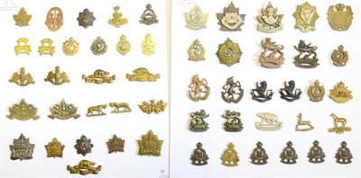 Lot 87 - A Collection of Fifty Three Canadian Cap and Collar Badges, in brass, bronze, bi-metal and...