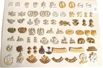 Lot 88 - A Collection of Sixty Seven British Military Shoulder Titles, Cap and Collar Badges, in brass,...