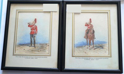 Lot 105 - Orlando Norie (1832-1901), `7th, The Princess Royal's Dragoon Guards', mounted and dismounted,...