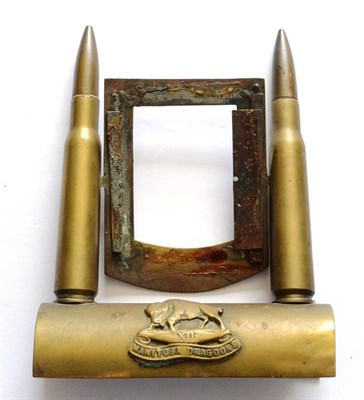 Lot 107 - A First World War Canadian Expeditionary Forces Trench Art Photograph Frame, suspended between...