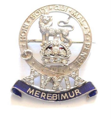 Lot 109 - An Attractive White Metal and Enamel Sweetheart Brooch to the 15th/19th King's Royal Hussars,...