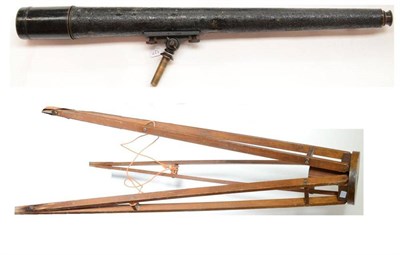 Lot 127 - A Second World War Military 3"; Brass Two Draw Telescope and Tripod by W Ottway & Co Ltd,...