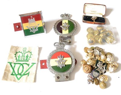 Lot 140 - The 5th Inniskilling Dragoon Guards :- A 9ct gold stick pin, a 9ct gold and enamel sweetheart...