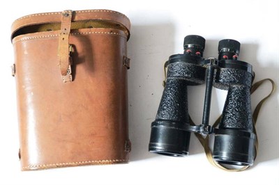 Lot 141 - A Pair of Second World War Tank Binoculars, black enamelled with crinkled grips, stamped O.S....