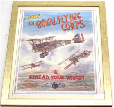 Lot 159 - Phil May - `Join the Royal Flying Corps and Spread Your Wings', poster study, colour print on...