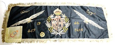 Lot 162 - A Second World War RAF Embroidered Runner, in black mercerised cotton, worked in chain stitch...