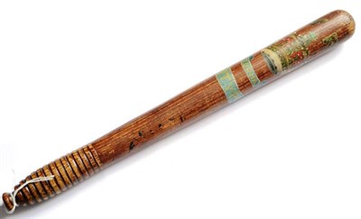 Lot 164 - A Victorian Durham County Police Truncheon, in oak, painted with V R over a crown and ribbon...